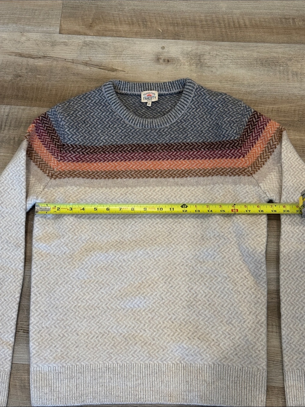 Faherty Donegal Ombre Crewneck Desert Sunset Ombré Herringbone Knit Sweater - Picture 14 of 15